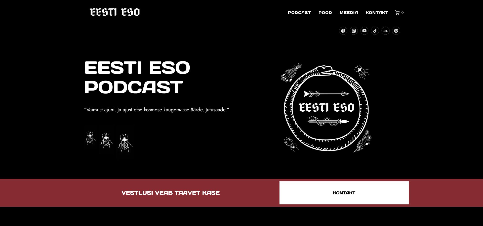 Eesti ESO kodulehe desktop-vaade