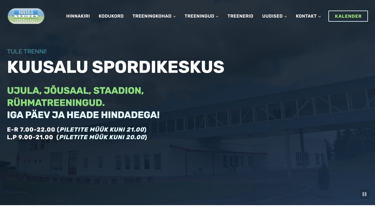 Kuusalu Spordikeskuse kodulehe avaleht