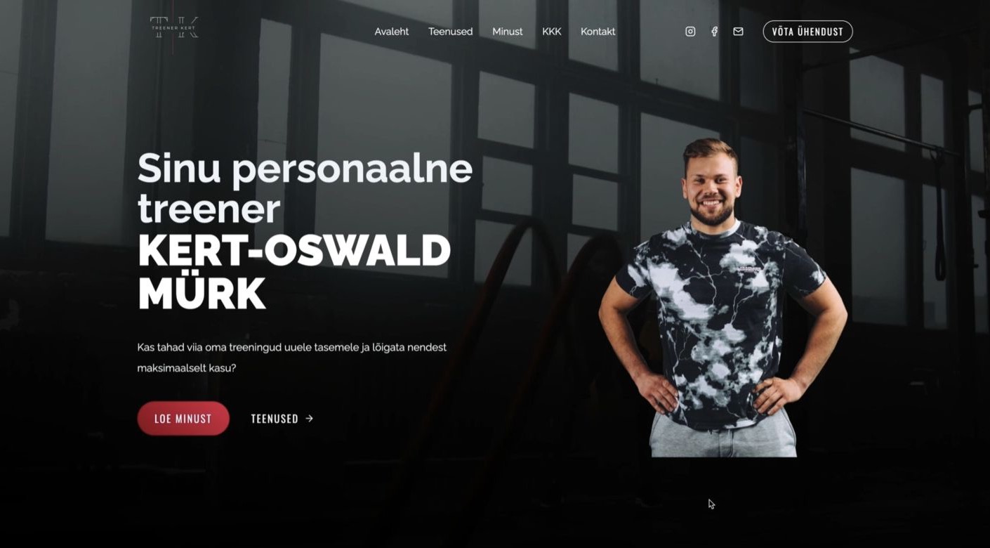 Treener Kert kodulehe desktop-vaade