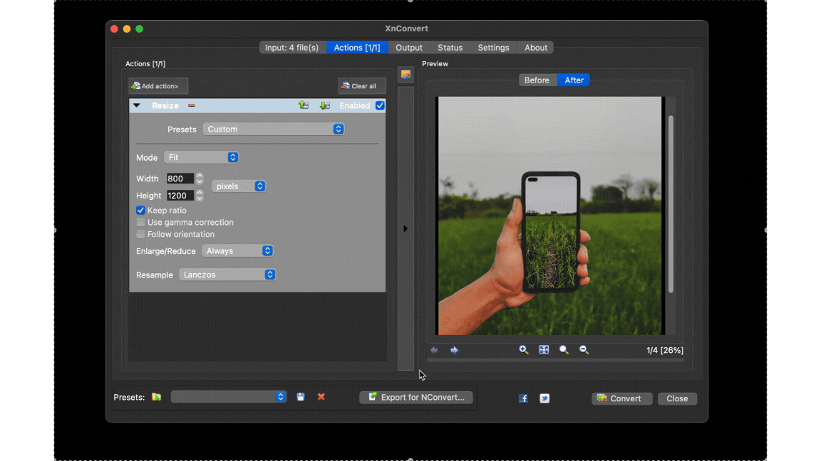 Vali pildi formaat ja kvaliteet